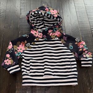 18m Girls Ampersand Floral Striped Kids pull over Hoodie with pockets